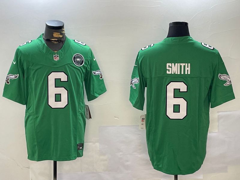 Men Philadelphia Eagles #6 Smith Green Throwback 2024 Nike Vapor Limited NFL Jersey style 2